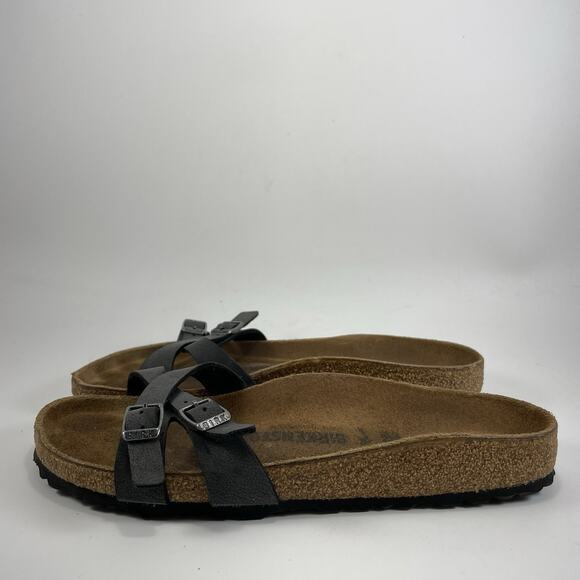 Birkenstock Almere Slide Sandals Womens Size 40 US 9-9.5 Narrow Black 2 Strap - Picture 4 of 9